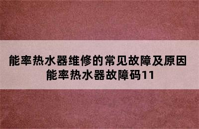 能率热水器维修的常见故障及原因 能率热水器故障码11